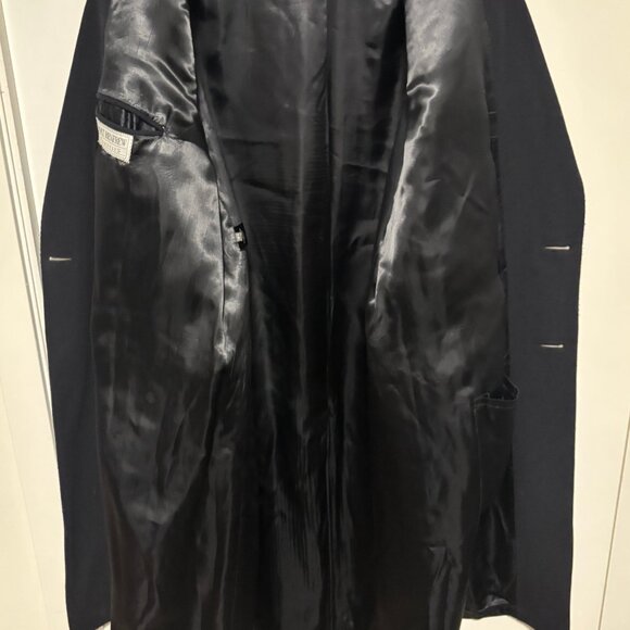 Holt Renfrew Made in England Double Breasted Navy Cashmere Overcoat Med - Large - Picture 12 of 16